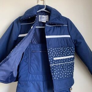 Vintage Profile Snowsuit Retro Jacket Set Navy Snowflake Womens Small XS Overall
